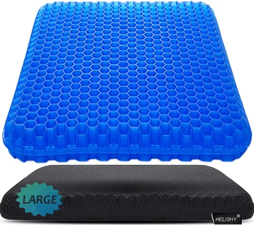 Cojín de gel para asiento de gel, cojín de gel refrigerante, transpirable, cojín de gel con funda antideslizante para silla de oficina en casa, Azul