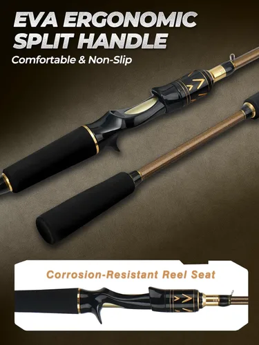 Miniatura 5 de Jenseits Carbon Fiber Fishing Rod Series (6-12 Ft), Spinning & Casting Rods with Stainless Steel Ceramic Guides, Fast Action Fishing Pole for Bass