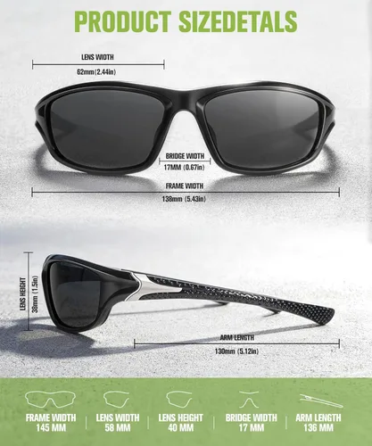Miniatura 5 de Gafas de sol polarizadas para hombre, gafas de sol con protección UV400 para conducir, golf, pesca, correr