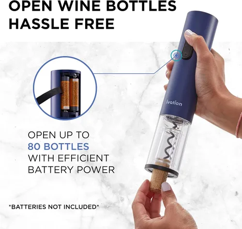 Miniatura 3 de Ivation Juego de regalo de vino todo en uno – Incluye abridor eléctrico de botellas, dispensador aireador, bomba preservadora, 2 tapones de corcho