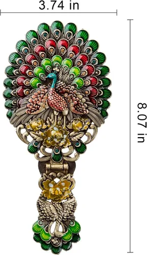 Miniatura 2 de Nerien Espejo de mano vintage, espejo de maquillaje de tocador, espejo de mano antiguo plegable de pavo real de viaje, espejo de mano portátil