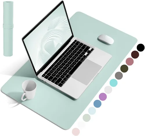 Miniatura 46 de YSAGi Almohadilla de escritorio de piel antideslizante, tapete impermeable para teclado de computadora portátil, protector de mesa y alfombrilla