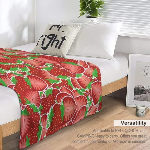 Miniatura 5 de Manta de fresa, 30 x 40 pulgadas, bonita manta de frutas para mujeres y niñas, suave y acogedora, mantas de franela para sofá, cama