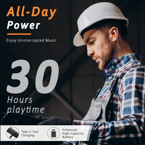 Miniatura 4 de Auriculares Bluetooth con reducción de ruido de 29 dB para el trabajo, auriculares inalámbricos con banda para el cuello con batería de 30 horas
