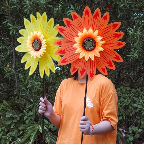 Miniatura 7 de 6 molinillos de girasol para césped, molinillos de viento, molinos de viento grandes para jardín, patio, decoración al aire libre