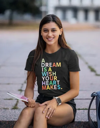 Miniatura 4 de A Dream is A Wish Your Heart Makes - Camiseta de manga corta con estampado de letras divertidas para mujer