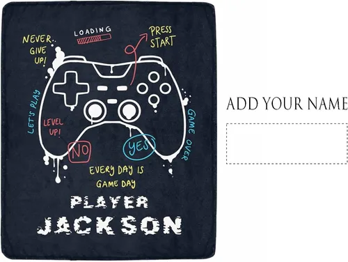 Miniatura 2 de Mantas personalizadas de juegos para niños y niñas con nombre, manta personalizada de control de videojuegos Vedio para sofá, manta suave y de forro