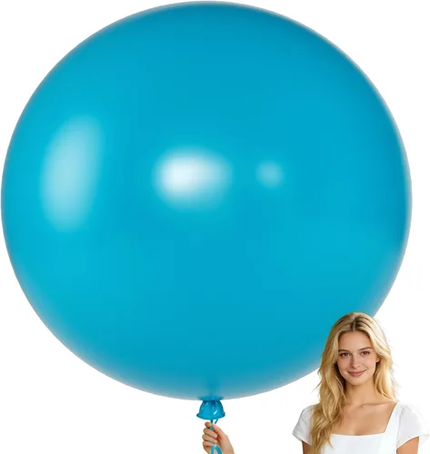 Miniatura 32 de KALOR Globos gigantes retro azul brumoso de 36 pulgadas, paquete de 6 globos de látex grandes redondos retro azul brumoso para aniversario