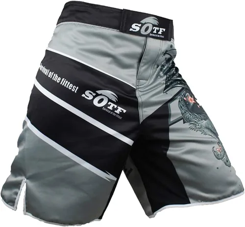 Miniatura 6 de pantalones cortos deportivos gris Muay Thai Boxeo troncos MMA para hombre