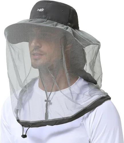 Miniatura 16 de BASSDASH Sombrero de mosquito UPF 50+ con red oculta para la cabeza y solapa para el cuello, para hombres y mujeres, pesca al aire libre
