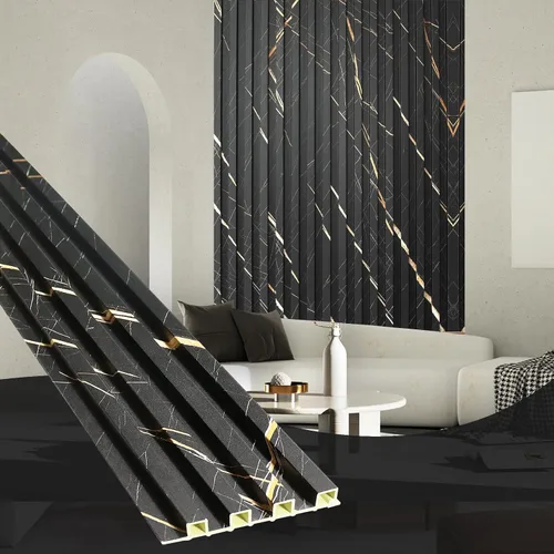 Miniatura 17 de OUZUGIE WPC Paneles de Pared de Rejilla Acústica, Paquete de 8 Paneles de Pared 3D de 114 x 6 Pulgadas para Decoración de Paredes Interiores, Sala