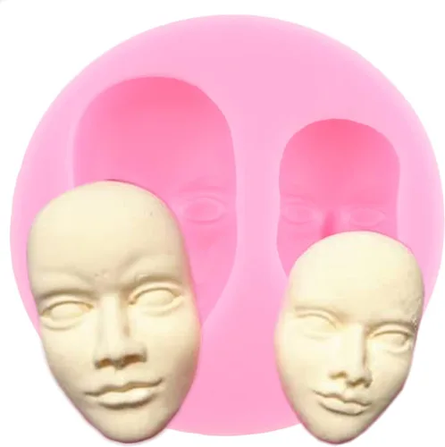 Miniatura 6 de ZiXiang Moldes de silicona para el cabello de muñeca, molde de fondant de cara humana para decoración de pasteles, caramelo y chocolate, polimero