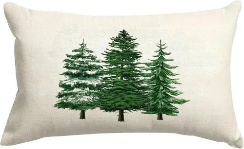 Miniatura 14 de SPXUBZ Funda de almohada de algodón con diseño de copo de nieve azul, Feliz Navidad, decoración del hogar, funda de cojín rectangular