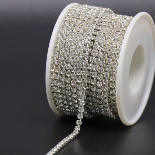 Miniatura 20 de Jerler 9 metros de adornos de diamantes de imitación con cadena cerrada SS6.5/2.0mm, cadena AB para costura, manualidades, ideal para bodas