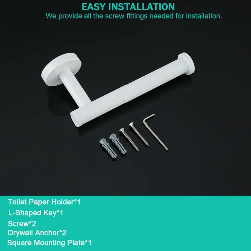 Miniatura 7 de Soporte de papel higiénico para baño, soporte para papel higiénico TP montado en la pared Blanco