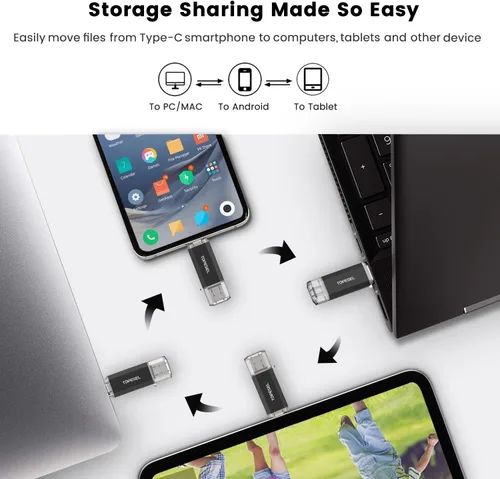 Miniatura 3 de TOPESEL Tipo C 2 Pack 32GB Unidad Flash USB C Unidad USB Dual 2-en-1 con Indicador LED USB 3.0/3.1 Gen1 Memoria Stick de 32 GB USB-C para Compartir