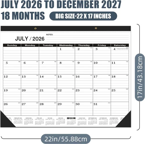 Miniatura 2 de Calendario de escritorio 2025-2026 grande 22 x 17 pulgadas (julio de 2025 a diciembre de 2026) calendario de escritorio grande 22 x 17, calendario