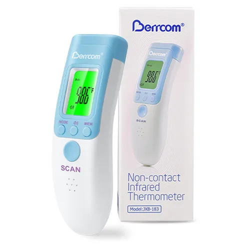 Miniatura 10 de Berrcom Termómetro digital sin contacto de 3 en 1 para frente y oído, con luz de fondo, sensor de temperatura corporal y de objetos para interiores