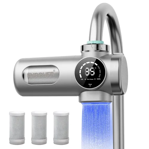 Combo EUROLIFE Filtro de agua para montaje en grifo EL-LS-A15, filtro de agua LED para fregadero con luz UV e indicador de vida del filtro en tiempo
