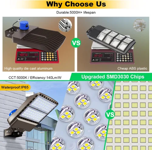 Miniatura 6 de Luz LED para Estacionamiento de 200W 28000LM Brillante del Anochecer al Amanecer Reflectores Exteriores con Soporte de Yugo de Pared Trunnion 5500K