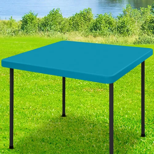 Miniatura 58 de Moosfor Mantel rectangular de elastano de 4 pies, manteles elásticos ajustables para pícnic, funda elástica y lavable para mesa de patio para Azul