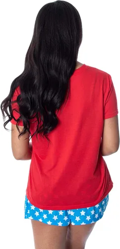 Miniatura 5 de DC Comics Wonder Woman - Conjunto de pijama de 2 piezas con logotipo de lámina dorada para mujer, Logotipo WW