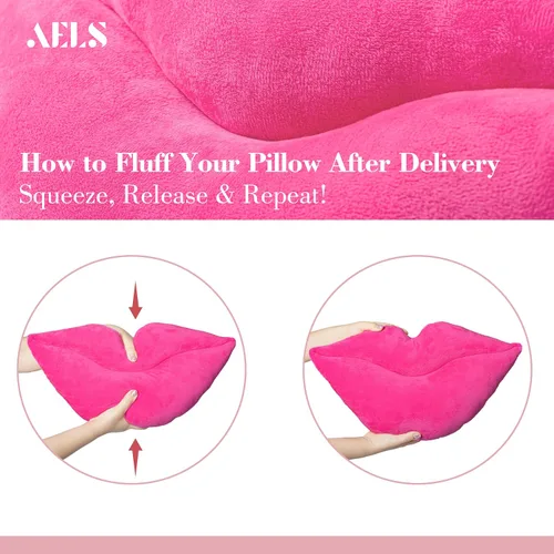 Miniatura 3 de AELS Almohadas de labios grandes 3D de terciopelo suave, almohadas decorativas, lindas almohadas de 24 x 12 pulgadas para sofá, cama, sala de estar