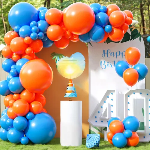 Miniatura 15 de Kit de guirnalda de globos azul rey y amarillo, kit de arco de globos azul rey y amarillo de 100 piezas con globos de diferentes tamaños de Azul