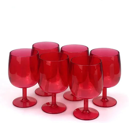 Miniatura 10 de Yalin Juego de 6 vasos apilables de plástico acrílico irrompible de 12 onzas para vino y agua (transparente, 15 onzas)