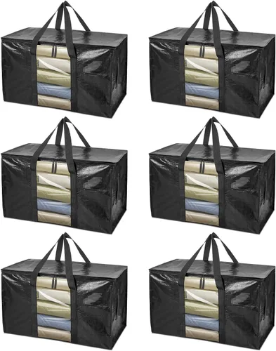 Miniatura 37 de BALEINE Paquete de 2 bolsas de mudanza de gran tamaño con asas reforzadas, bolsa de almacenamiento resistente para ropa, suministros de mudanza