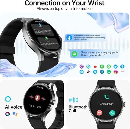 Miniatura 4 de Woneligo Relojes inteligentes para hombres y mujeres, reloj AMOLED de fitness con pantalla táctil de 1.57 pulgadas para iPhone y Android, monitor