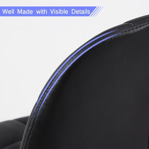 Miniatura 8 de VECELO Silla de escritorio suave, asiento de tocador elegante y casual, sin brazos con cómodo soporte lumbar, cuero PU ajustable en altura, giro