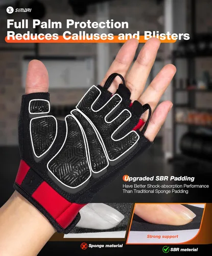 Miniatura 2 de SIMARI Guantes transpirables de entrenamiento para hombres y mujeres, guantes de levantamiento de pesas con acolchado, agarre, protección completa