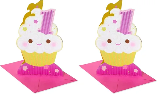 Miniatura 7 de American Greetings Tarjeta de primer cumpleaños para niña (cupcake)