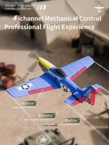 Miniatura 2 de ANTSIR Avión RC P51, avión de control remoto de 4 canales para adultos y adolescentes 14+, rango de 2.4 GHz 656 pies, giroscopio de 6 ejes