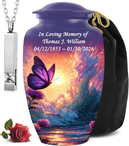 Miniatura 16 de Personalized Custom American Eagle Urn Set of 6 - Hand-Engraved Black Eagle Urns for Human Ashes Adult Female & Male, Includes 1 Large Adult Urn
