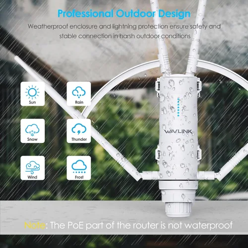 Miniatura 6 de WAVLINK AC1200 Extensor de alcance WiFi al aire libre de largo alcance resistente a la intemperie/Punto de acceso inalámbrico con POE pasivo, Banda