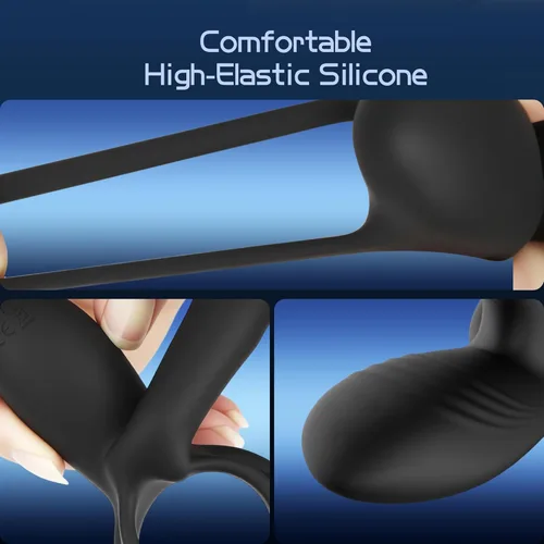 Miniatura 7 de Anillo vibratorio para el pene con estimulador de punto G de giro de 360°, anillo para el pene juguetes sexuales para parejas con 10 modos, juguete