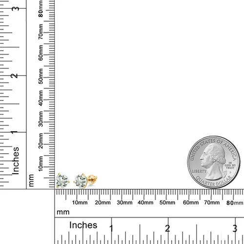 Miniatura 20 de Gem Stone King Aretes de Martini de oro amarillo de 14 quilates Aretes de tuerca de 3 puntas para mujeres y hombres Redondos de 0.236 pulgadas