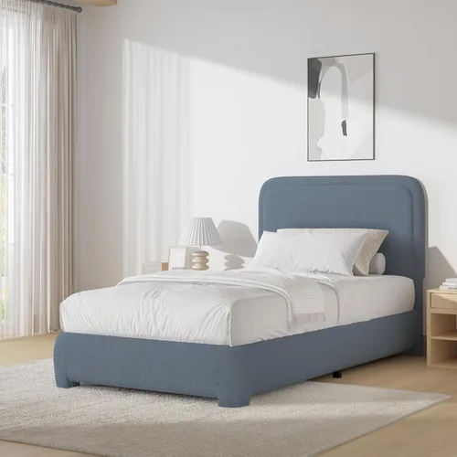 Miniatura 42 de BarnFurin Cloud Boucle - Base de cama de tamaño matrimonial, plataforma tapizada con cabecero, esquinas redondeadas suaves, no requiere somier, Beige