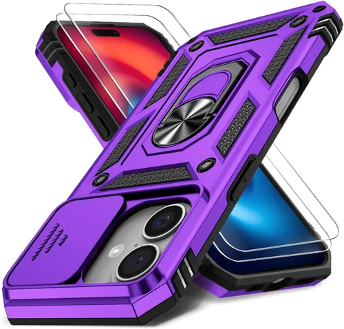Miniatura 67 de Funda HakkTaoo para iPhone 13/iPhone 14 de 6.1 Pulgadas con Funda Deslizante para Cámara + Protector de Pantalla (2 Paquetes), Funda Protectora a