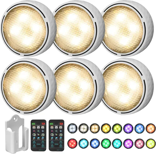 Miniatura 8 de Onumii - Luces LED de disco con control remoto, batería, inalámbricas, con cambio de color, temporizador, para grifo, adhesivas para gabinetes