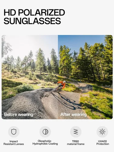 Miniatura 4 de KAPVOE Gafas polarizadas con 1 lente o 4 lentes de protección UV para mujeres y hombres, gafas de sol para ciclismo, marco TR90, para deportes