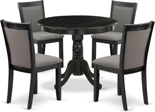 Miniatura 19 de East West Furniture ANMZ3-AB6-06 - Juego de mesa y sillas de cocina de 3 piezas contiene una mesa de comedor redonda con pedestal y 2 sillas