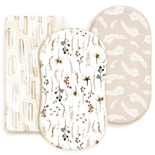Miniatura 14 de GRSSDER Juego de 2 sábanas ajustables elásticas ultra suaves para moisés, ajuste universal para moisés, colchón rectangular ovalado, elegantes Marrón