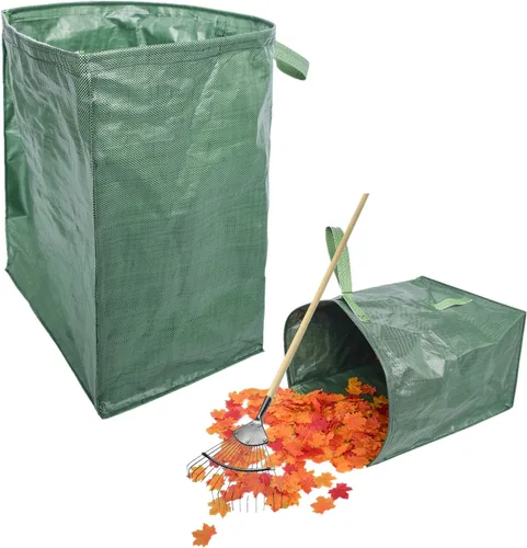 Miniatura 8 de Juego de 2 bolsas de jardín reutilizables de 106 galones con asas reforzadas, bolsas de jardinería resistentes, bolsas de jardinería para césped