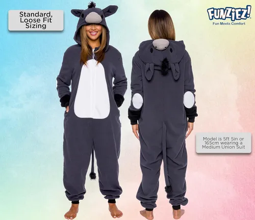 Miniatura 3 de Funziez! Slim Fit Donkey One Piece - Plush Adult Animal Costume Jumpsuit