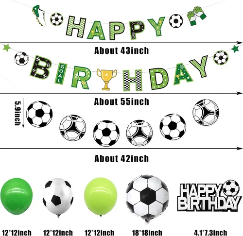 Miniatura 2 de Decoraciones de fiesta de cumpleaños de fútbol, globos de fútbol para hombres y niños, fiesta de cumpleaños deportiva, fiesta temática de fútbol