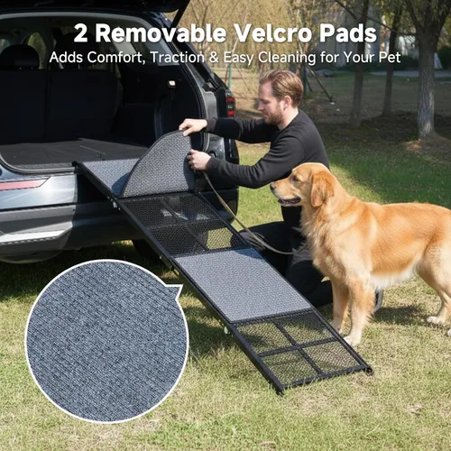 Miniatura 3 de Rampa para perros para automóvil, 76 x 20 pulgadas, rampa extra ancha para perros grandes, rampa antideslizante para perros con 2 almohadillas