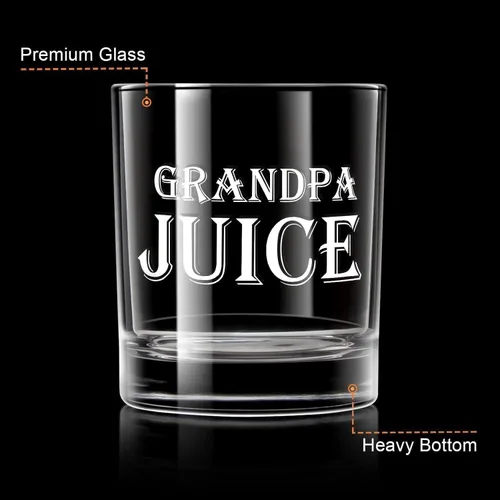Miniatura 4 de LIGHTEN LIFE Vaso de whisky Grandpa Juice de 12 onzas, regalo único en valiosa caja de madera, ideas divertidas para nuevo abuelo, cumpleaños